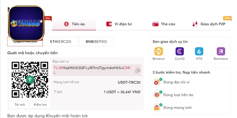 Cách nạp tiền tại nhà cái online VN666