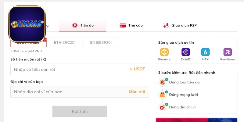 Hướng dẫn rút tiền trên nhà cái VN666