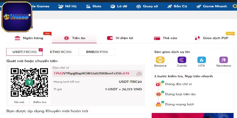 Sử dụng tiền ảo để nạp nhanh và an toàn